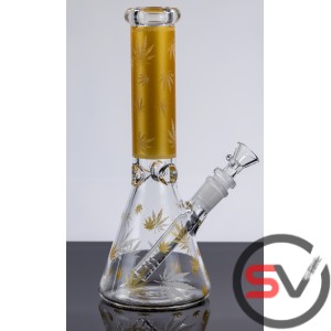 LEAF GLASS BEAKER WATER PIPE 10inch (GLOW IN DARK)